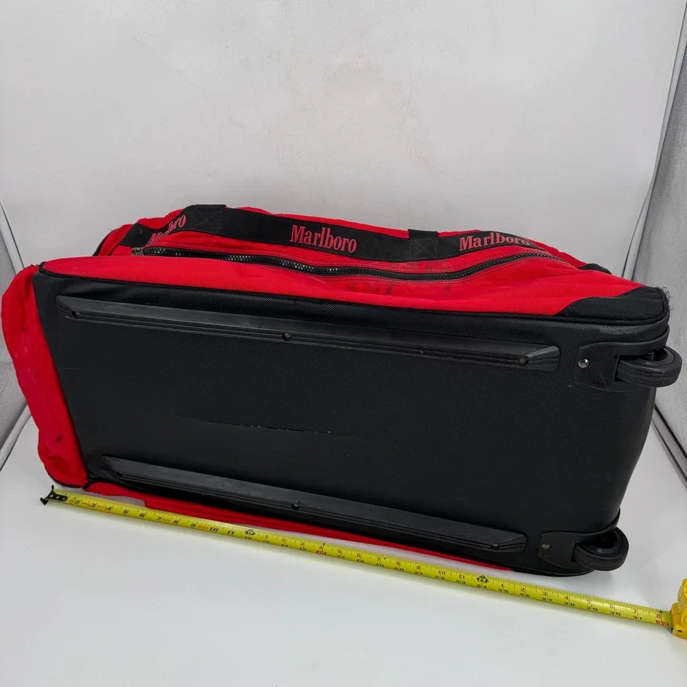 Vintage Marlboro‎ Adventure Team Red Rolling Duffel Bag Large Travel 30 Inch